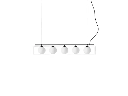 Lampada a sospensione Suspense in metallo con 5 sfere in vetro soffiato di Midj