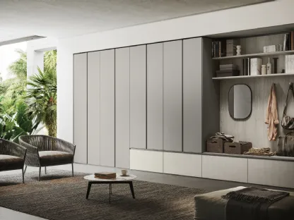 Armadio Continuo 3|0 RQN004 Delta finitura grigio seta, rovere gessato e spatolato bianco di Imab