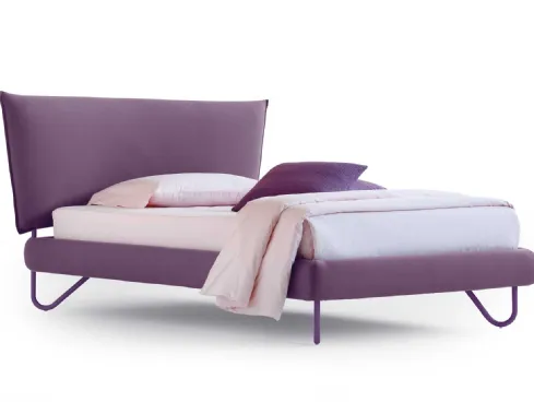 Letto singolo in tessuto imbottito con testiera Hug 04 Soft di Noctis