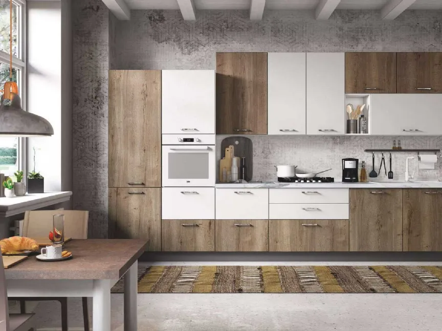 Cucina Moderna Ambra 05 Rovere Tabacco e Bianco di Net Cucine