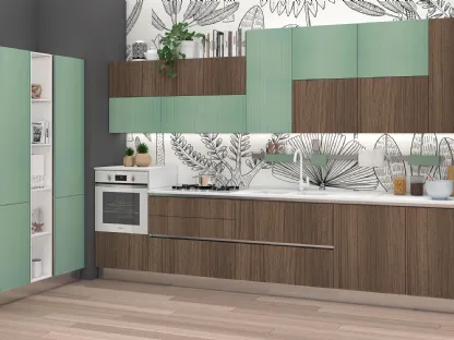 Cucina Moderna Sandy 02 Verde Salvia Dune e Rovere Foresta di Net Cucine